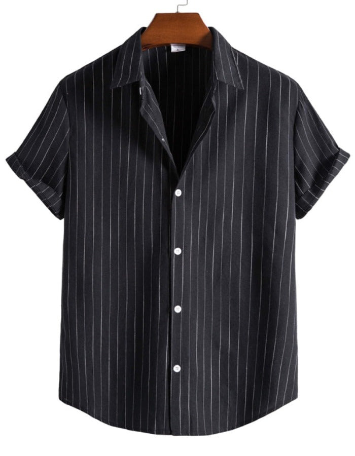 SHOPIQAT Men's Fashion Trend Casual Striped Short Sleeve Shirt - Premium from shopiqat - Just $5.990! Shop now at shopiqat